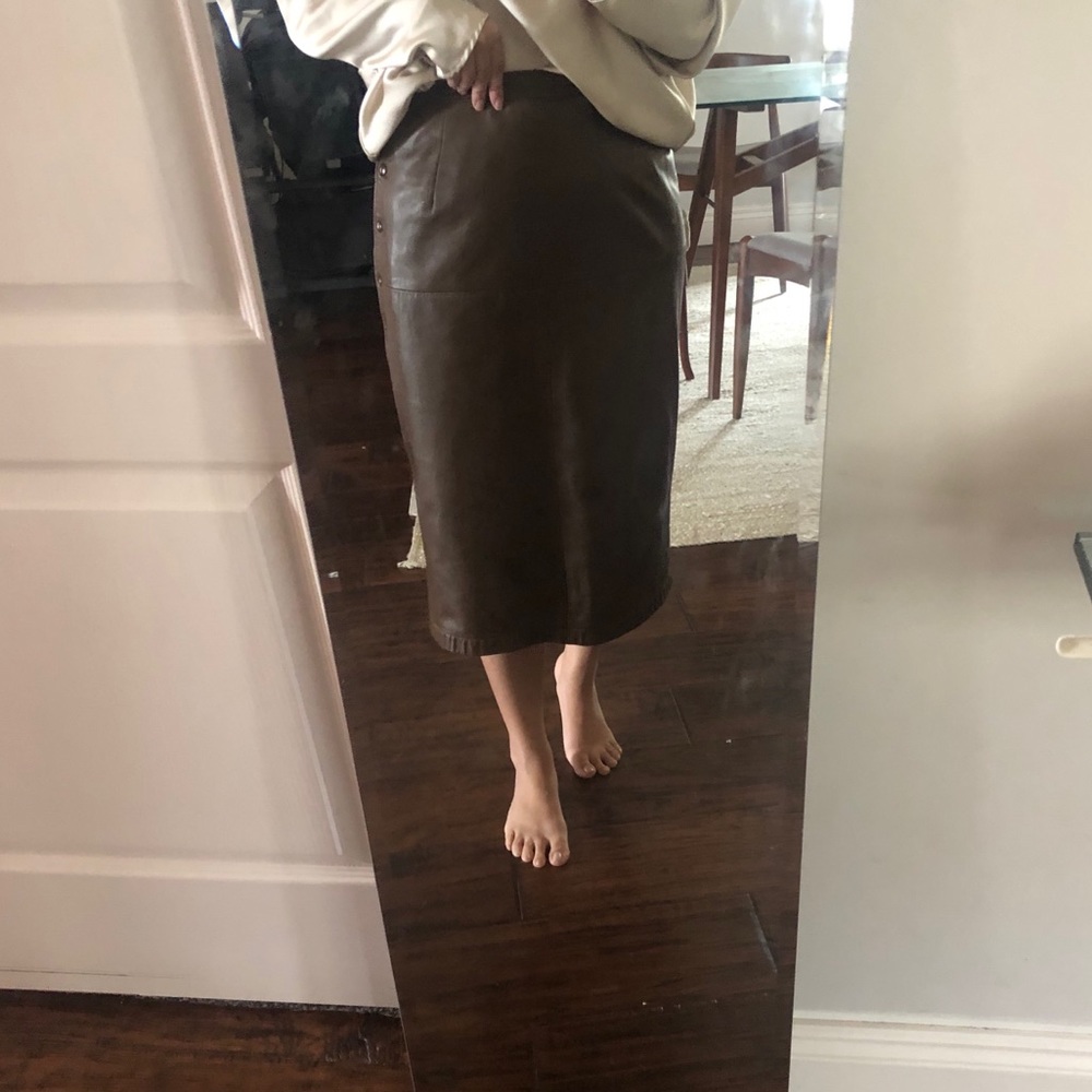 Vintage Genuine Leather Begedor Midi Skirt